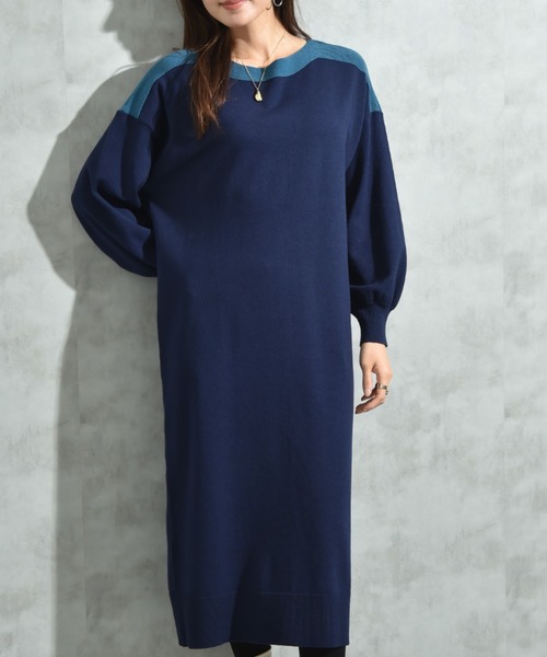 INTERPLANET（インタープラネット） ワンピース ボートネック配色