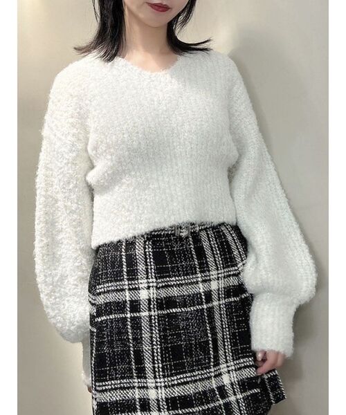 デイジーリン DAISY LIN ボーダー スリット ニット セーター ヘムトップス 06707 ブラック ホワイト 42【中古】 デイジーリン DAISY LIN ボーダー スリット ニット セーター