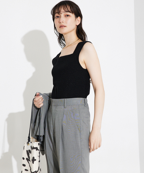 qualite（カリテ） タンクトップ ノースリーブ ラメスクエア