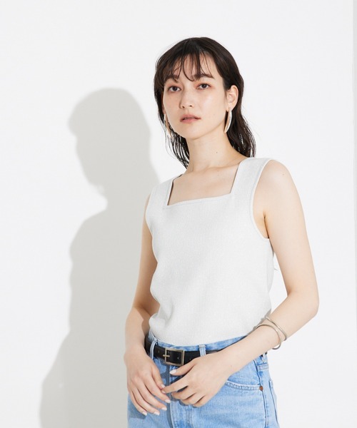 qualite（カリテ） タンクトップ ノースリーブ ラメスクエア