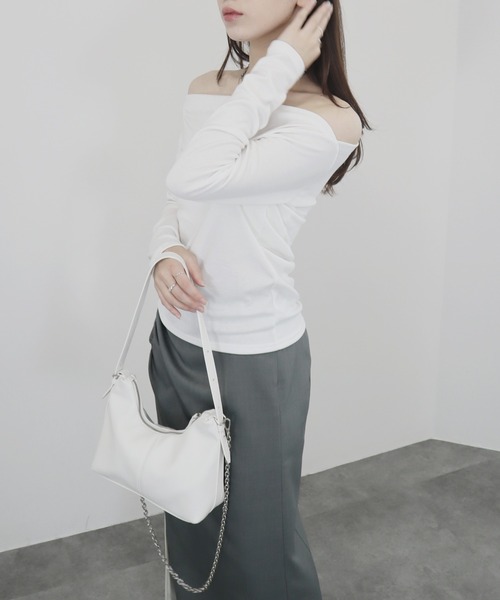 tシャツ 「ZOZO限定」オフショルダーカットソー／off shoulder basic top 長袖 シンプル きれいめ ベーシック モード 大人カ