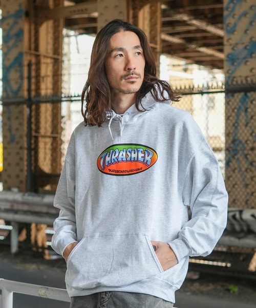 OPEN YY グレーストライプ パーカー M WEB限定】フードジップダンボールパーカー≪手洗い可能≫ | MAYSON