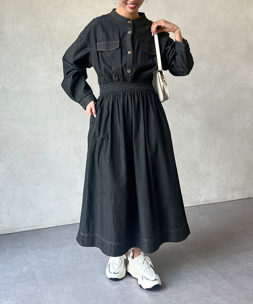 Chez toi（シェトワ） ワンピース ウエストシャーリングデニム