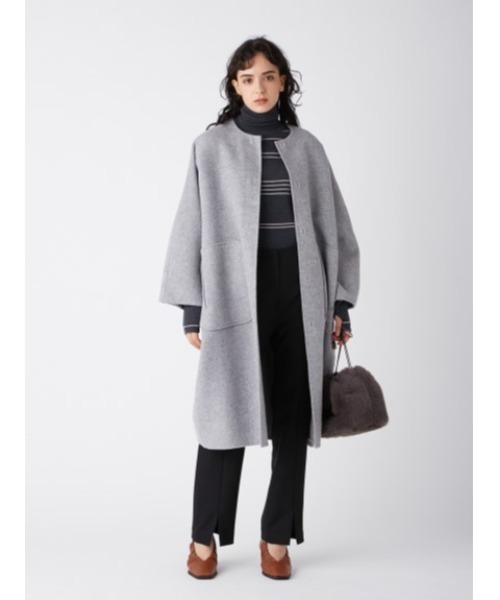 Mila Owen（ミラオーウェン） ノーカラーコート 0 グレー レディース