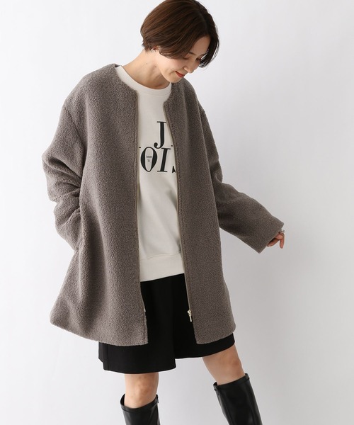 「LEPSIM」 ノーカラーコート FREE モカ レディース_画像8