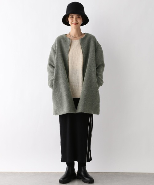 「LEPSIM」 ノーカラーコート FREE モカ レディース_画像9