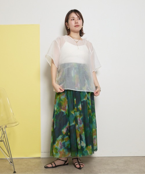 tシャツ 「インナー付き」2ピース ラインストーン シアートップス レディース palm RICHE tシャツ 「インナー付き」2ピース ラインストーン