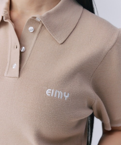 【eimy istoire】Switchingロゴニットポロミニワンピース Switchingロゴニットポロミニワンピース(F BEIGE): ONEPIECE