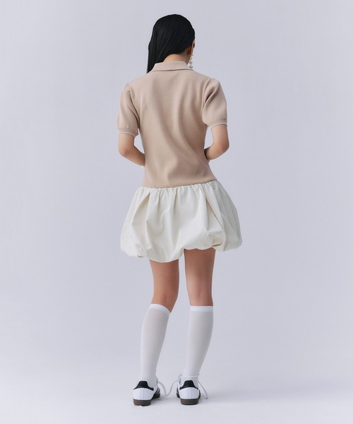 Switchingロゴニットポロミニワンピース(F BEIGE): ONEPIECE