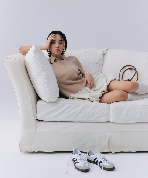 エイミーイストワール Switchingロゴニットポロミニワンピース Switchingロゴニットポロミニワンピース(F BEIGE): ONEPIECE