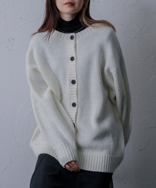 「Adoon plain」 ニットカーディガン FREE ブルーグリーン レディース_画像5