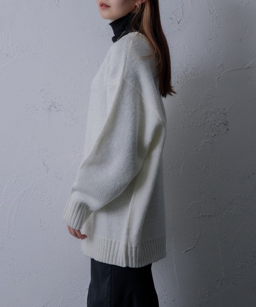 「Adoon plain」 ニットカーディガン FREE ブルーグリーン レディース_画像6