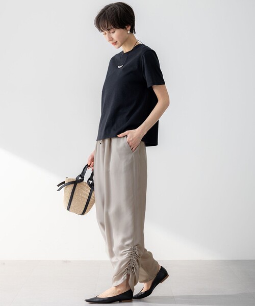 ワイドパンツ パンツ 「接触冷感/洗える」フィブリルツイル
