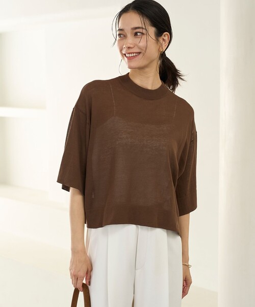 UNFILO レディース　半袖　接触冷感ニット UNFILO ニット セーター 「接触冷感/UVカット」スゴ機能美ニット