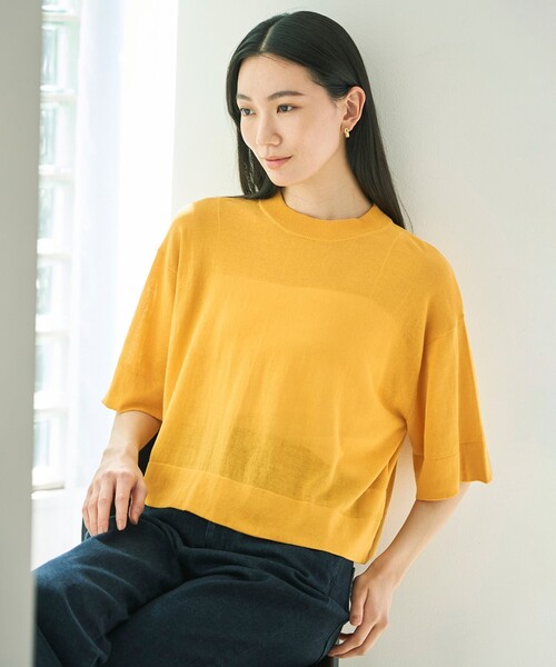 UNFILO レディース　半袖　接触冷感ニット UNFILO ニット セーター 「接触冷感/UVカット」スゴ機能美ニット