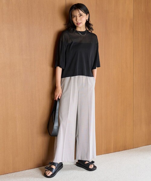 UNFILO レディース　半袖　接触冷感ニット UNFILO ニット セーター 「接触冷感/UVカット」スゴ機能美ニット