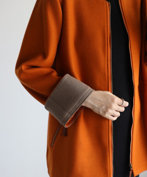 「＆HALF」 「noa-ge」ジップアップブルゾン M エメラルド レディース_画像2