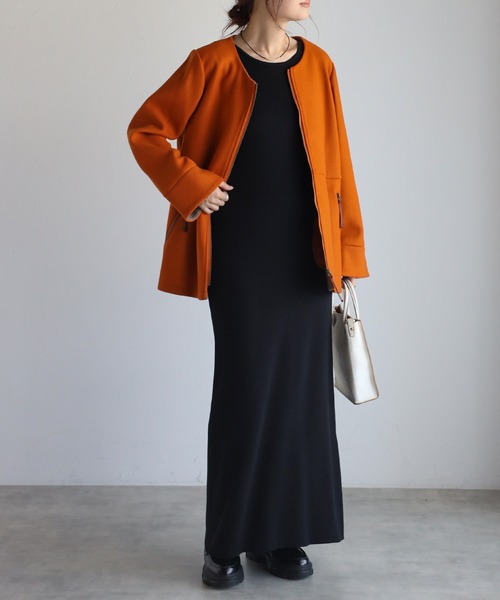 「＆HALF」 「noa-ge」ジップアップブルゾン M エメラルド レディース_画像5