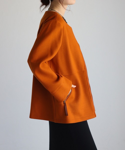 「＆HALF」 「noa-ge」ジップアップブルゾン M エメラルド レディース_画像8