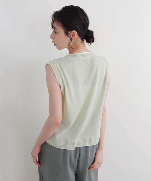#anc レリアン Leilian ベスト ジレ 9 グレー ニット シンプル レディース [933687] LEILIAN レリアン 現行タグ ロングジレ ベスト サイズ:9 グレー