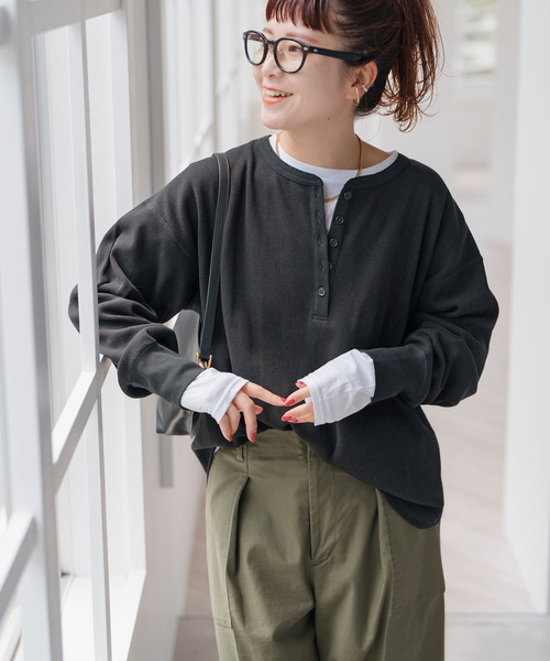 tシャツ 「追加」2枚SETヘンリーネックプルオーバー レディース