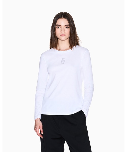 tシャツ 「A|X アルマーニ エクスチェンジ」ストーンロゴ 長袖クルーネックTシャツ/REGULAR レディース
