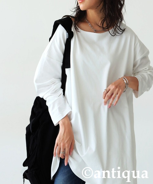 antiqua（アンティカ） tシャツ 綿100% ドロップショルダー ロンT