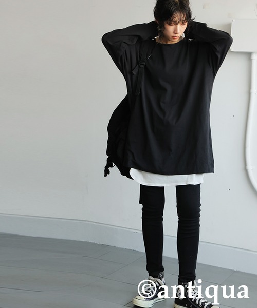 antiqua（アンティカ） tシャツ 綿100% ドロップショルダー ロンT