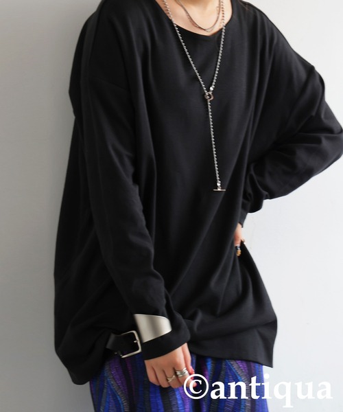 antiqua（アンティカ） tシャツ 綿100% ドロップショルダー ロンT