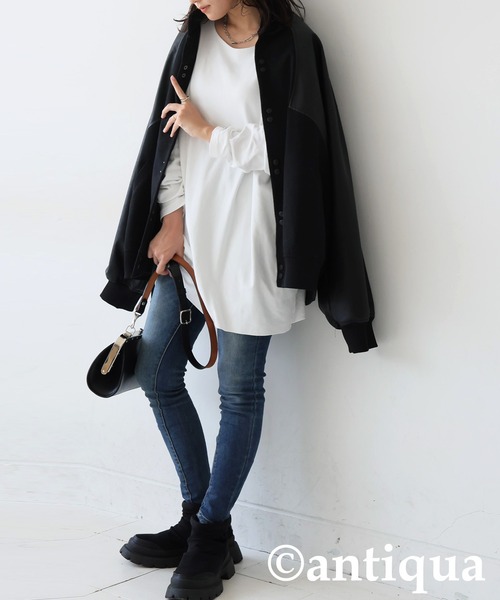 antiqua（アンティカ） tシャツ 綿100% ドロップショルダー ロンT