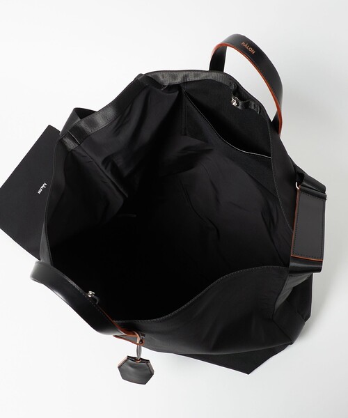 【美品】hALON ハロン トートバッグ ブラック キャンバス×レザー 高級感 halon トートバッグ 「hALON」 HOLIDAY MINI-TOTE/ミニ メンズ