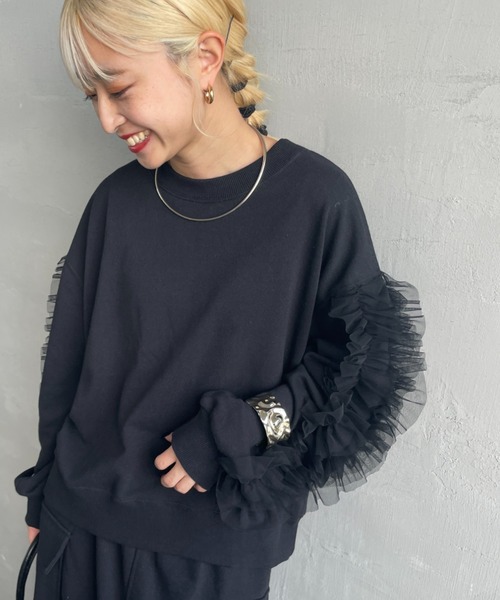 nenom トレーナー スウェット 「nenom/ネノム」 袖チュールフリル