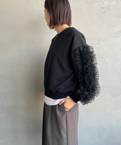 nenom トレーナー スウェット 「nenom/ネノム」 袖チュールフリル