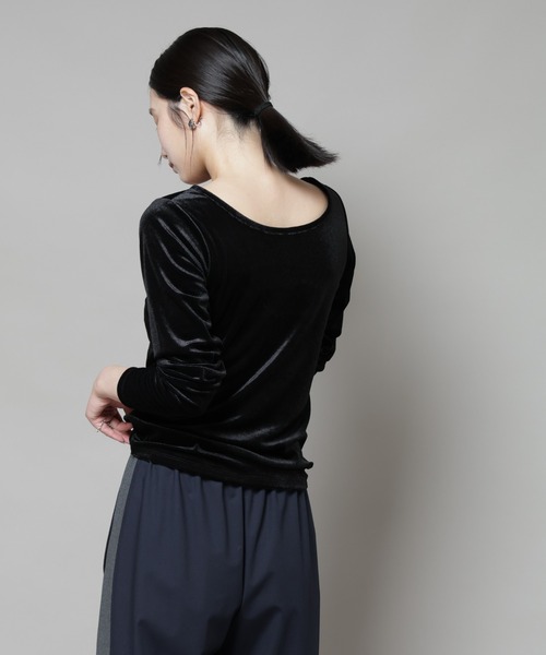 新品✦マークアンドロナ✦Above Velvet Jersey Top長袖シャツ NANO universe tシャツ 前後2wayベロアカットトップス(セットアップ可