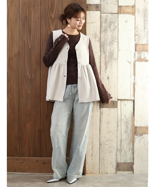 fifth（フィフス） ベスト ジレ Vネックペプラムベスト レディース