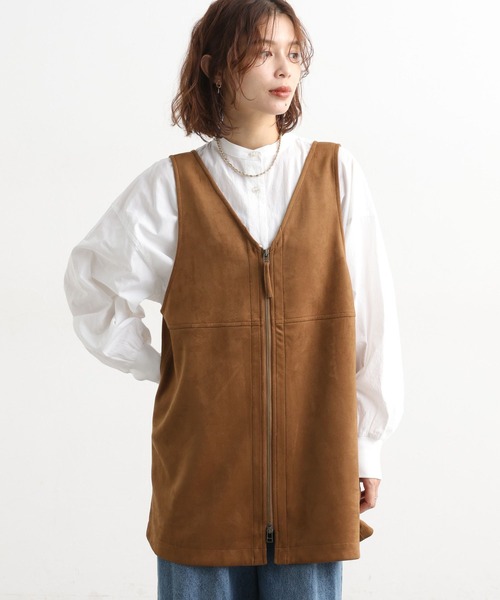 KAJA ブラウン ジップアップ ベスト Zip-Up Mohair Vest #Brown [S24FN030] - Diffusion 三重県四日市市の