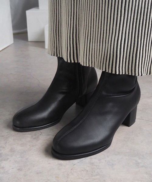 minia（ミニア） ブーツ 足首ほっそり見え ラウンドストレッチショート