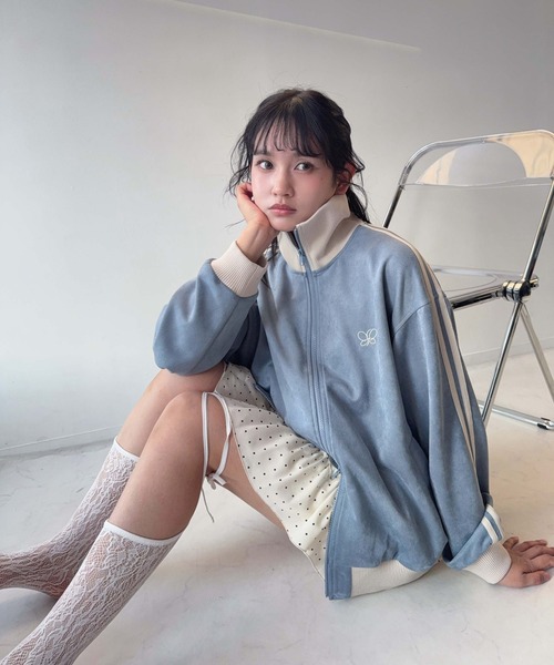 AOI　トラックジャケット ジャージ XS AS KNOW AS（アズノゥアズ） ジャージスウェード サイドライン Wジップ