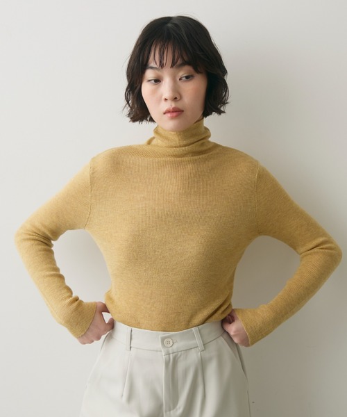 ニット/セーター admance Turtle Knit Tunic Grainne Wool Cashmere Turtle Neck Aran Sweater in Candy Pink | Blarney