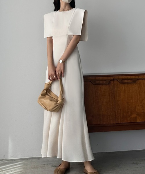 「Louere」 半袖ワンピース LARGE ベージュ レディース_画像2