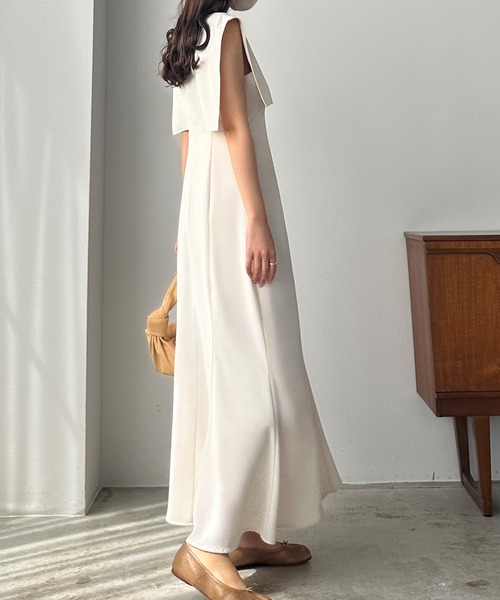 「Louere」 半袖ワンピース LARGE ベージュ レディース_画像6