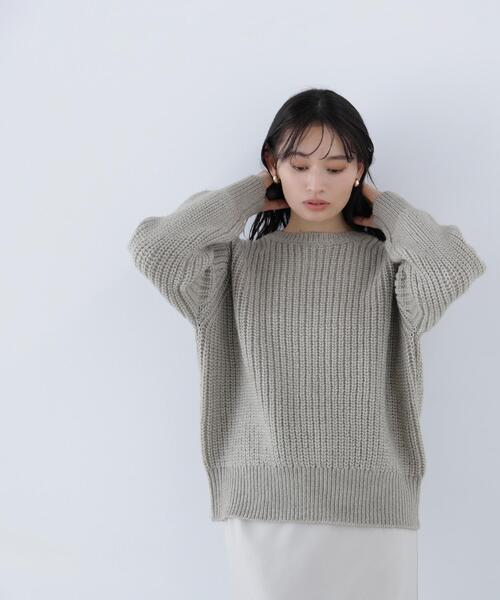 ひでこ　Cニット　グレー NATURAL BEAUTY BASIC（ナチュラルビューティーベーシック） ニット