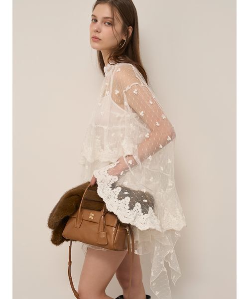 SNIDEL（スナイデル） ブラウス シャツ チュールエンブロイダリー