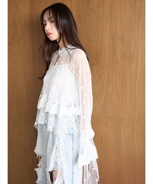 SNIDEL（スナイデル） ブラウス シャツ チュールエンブロイダリー