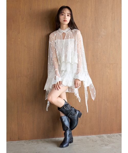 SNIDEL（スナイデル） ブラウス シャツ チュールエンブロイダリー