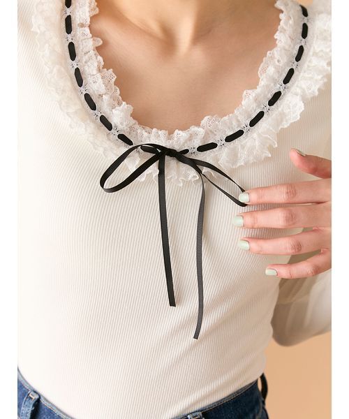 LILY BROWN（リリーブラウン） tシャツ 「LILY BROWN Lingerie」フリル