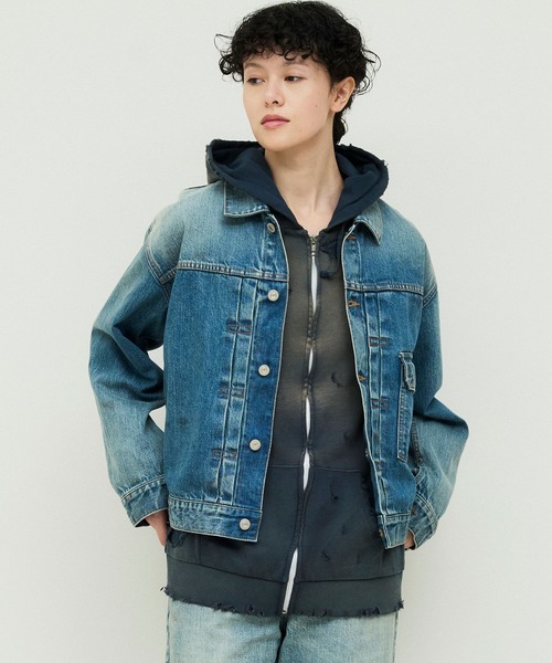 デニムジャケット gジャン 「DENIM DELIGHT DAYS」セルヴィッチデニムトラッカー1ポケットジャケット メンズ レディースの画像