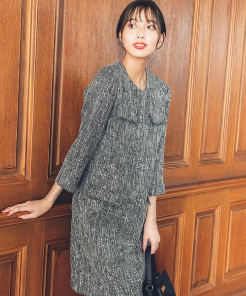 「Andemiu」 7分袖ワンピース FREE アイボリー レディース_画像4