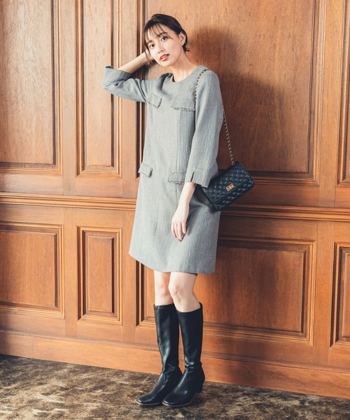 「Andemiu」 7分袖ワンピース FREE アイボリー レディース_画像7