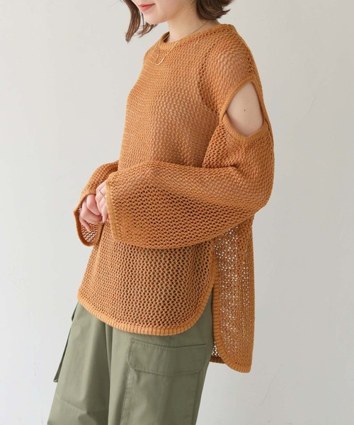 「HER CLOSET」 「SHE MO SHELLY」半袖ニット M ブラック レディース_画像2